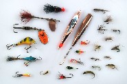 Whitefish lures. Left vertical row: MA Mini-Leech, Myr, Rublex Celta, Seniori, small balanced lure... (Jari Tuiskunen)